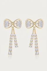 1.12 Carat Moissanite Bow Earrings | 925 Sterling Silver Gold & Platinum Plated