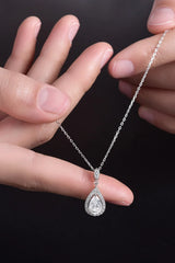 1.5 Carat Moissanite Teardrop Necklace - Platinum Plated 925 Silver