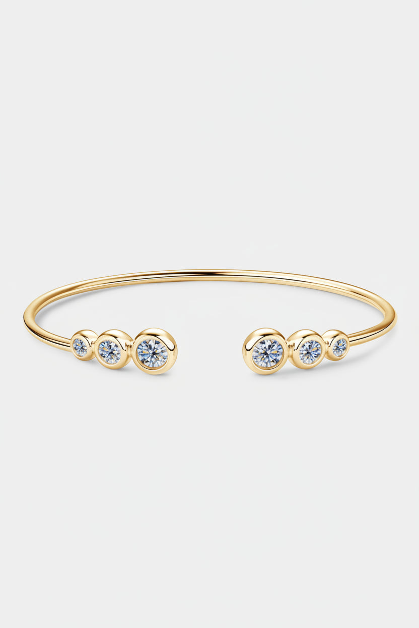 1.8 carat moissanite bracelet in 925 sterling silver with gold and platinum plating minimalist design