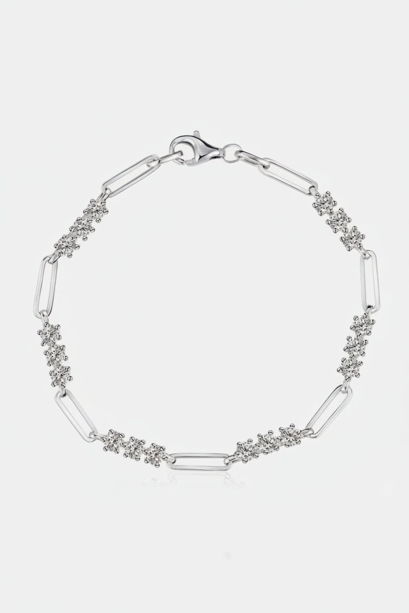 1.8 carat moissanite minimalist bracelet in 925 sterling silver with gold and platinum plating