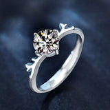 1 Carat Moissanite Deer Antler Ring - Adjustable 925 Sterling Silver