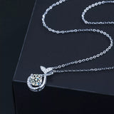 1 Carat Moissanite Solitaire Pendant Necklace - Platinum-Plated 925 Silver