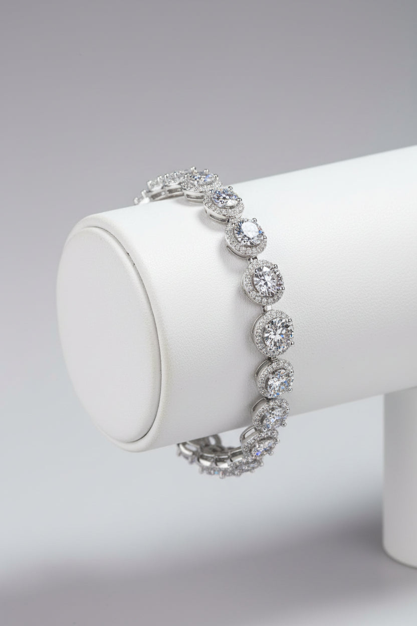 10.4 carat moissanite bracelet in rhodium-plated 925 sterling silver multi stone design