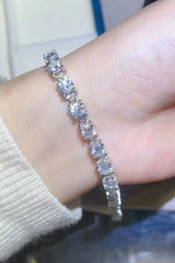 10 Carat Moissanite Bracelet | Platinum-Plated 925 Sterling Silver Chain