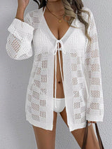 Crochet Knit Tie Front Cover-Up