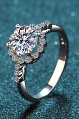 1 Carat Moissanite Halo Ring | 925 Sterling Silver | Certified Stone