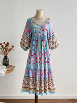 Plus Size Floral Print V-Neck Dress
