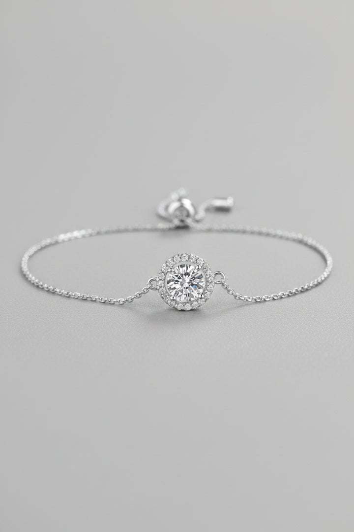 1 carat moissanite bracelet in rhodium-plated 925 sterling silver minimalist design