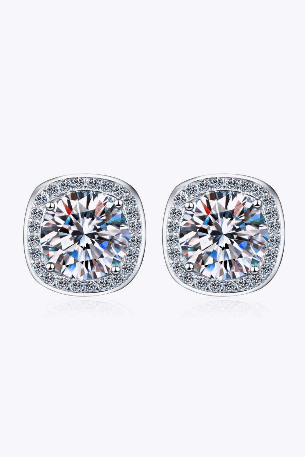 1 carat moissanite geometric stud earrings in rhodium-plated 925 sterling silver
