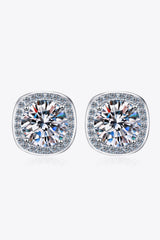 1 Carat Moissanite Geometric Stud Earrings | Rhodium-Plated 925 Sterling Silver