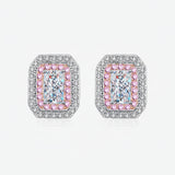 1 Carat Moissanite Geometric Stud Earrings | Platinum-Plated 925 Sterling Silver with Zircon