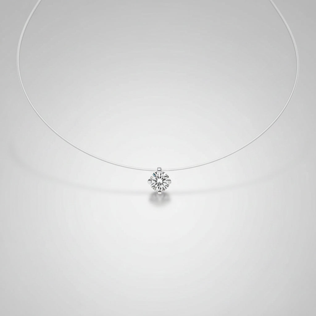1 carat moissanite necklace in 925 sterling silver with adjustable chain minimalist design