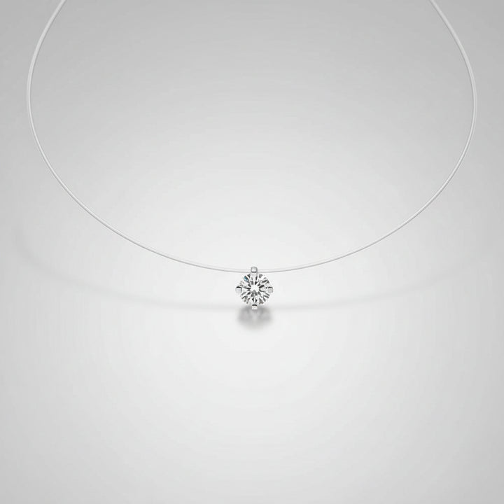 1 carat moissanite necklace in 925 sterling silver with adjustable chain minimalist design