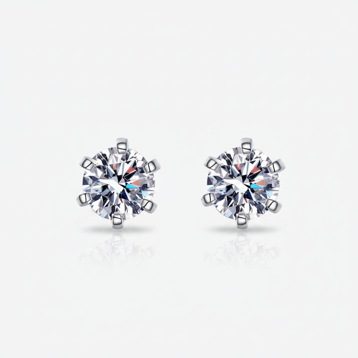 1 carat moissanite stud earrings in rhodium-plated 925 sterling silver - Trendy Troop