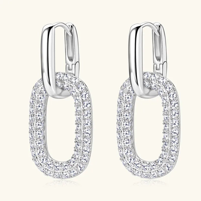 Brilliant 2.16-carat total weight moissanite drop earrings in 18K gold-plated 925 sterling silver.