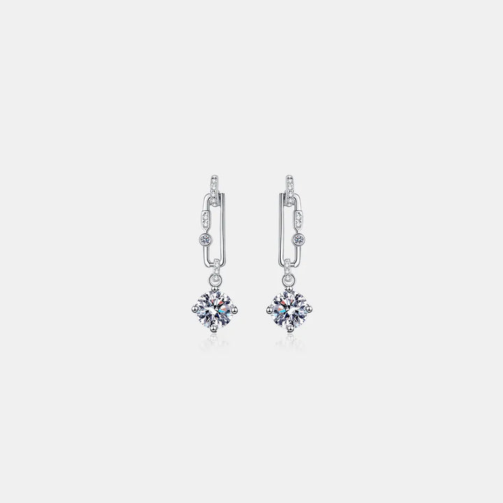 A pair of brilliant 2-carat total weight moissanite stud earrings in a 925 sterling silver setting.