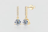 2 Carat Moissanite Drop Earrings | 925 Sterling Silver Gold & Platinum Plated