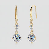 2 Carat Moissanite Drop Earrings | 18K Gold-Plated 925 Sterling Silver