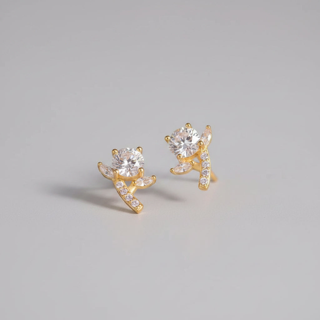 2 carat moissanite stud earrings in 925 sterling silver with gold and platinum plating