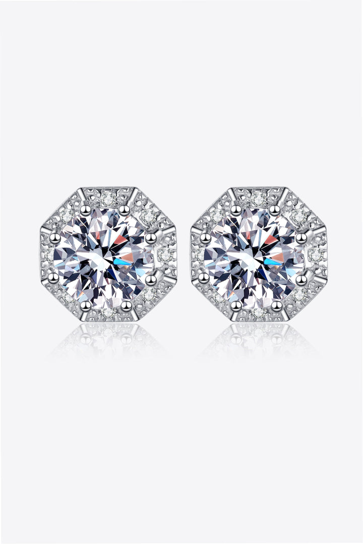 2 carat moissanite stud earrings in 925 sterling silver with rhodium plating minimalist design