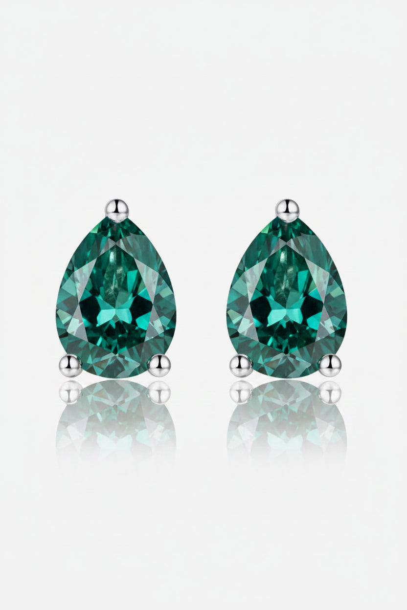 2 carat moissanite teardrop earrings in platinum-plated 925 sterling silver minimalist design