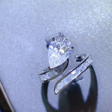 3 Carat Moissanite Bypass Ring - 925 Sterling Silver with Zircon Accents