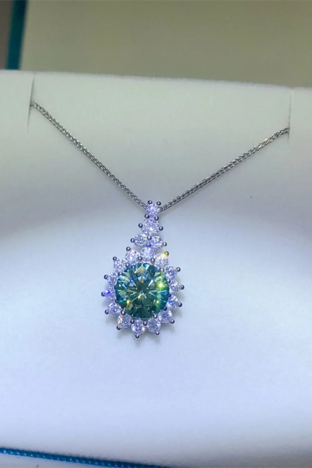 3-carat round cut moissanite solitaire pendant necklace in 925 sterling silver.