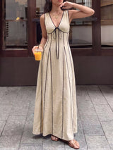 V-Neck Sleeveless Maxi Dress