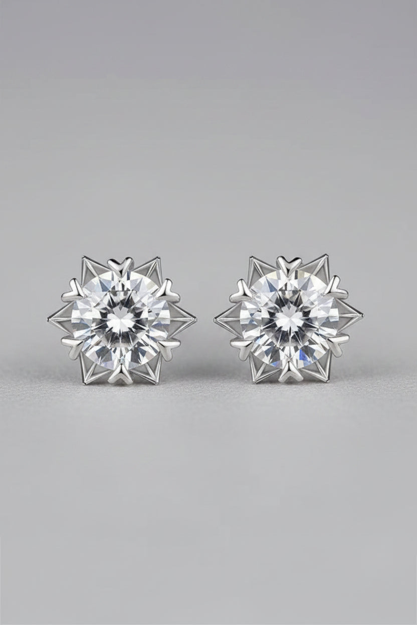 4 carat moissanite stud earrings in platinum-plated 925 sterling silver modern minimalist design