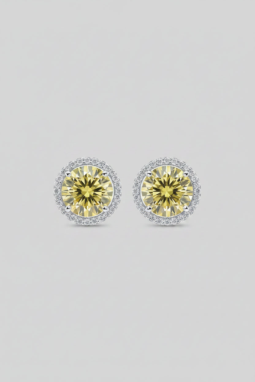 4 carat moissanite stud earrings in platinum-plated 925 sterling silver minimalist design