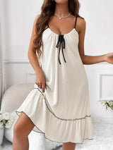 Full Size Tiered Ruffled Lounge Dress with Contrast Trim Plus Size