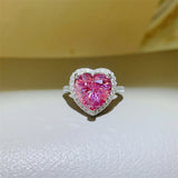 5 Carat Moissanite Heart Ring - Certified 925 Sterling Silver Platinum