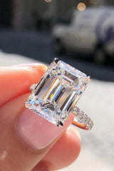 5 Carat Moissanite Side Stone Ring - Platinum-Plated 925 Sterling Silver