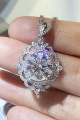 5 Carat Moissanite Solitaire Pendant Necklace - Platinum-Plated 925 Silver