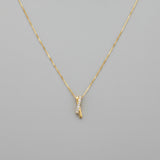 925 Sterling Silver Zircon Pendant Necklace - Sparkling 15.7" Chai