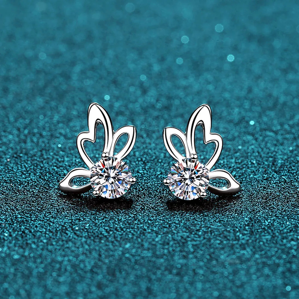 925 sterling silver hallmark on the back of the butterfly shape moissanite earrings.