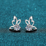 1 Carat Moissanite Butterfly Shape Earrings - 925 Sterling Silver