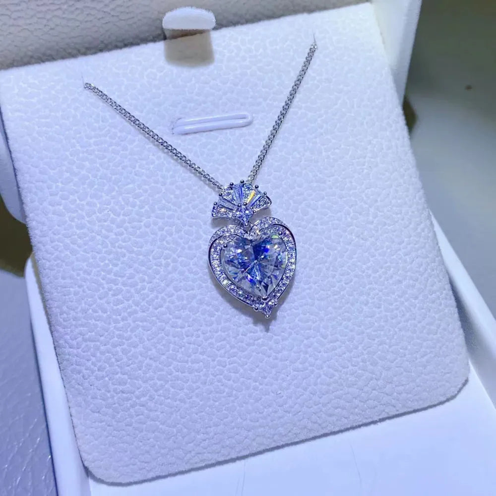 Close-up of 3ct moissanite heart stone showing brilliance and fire.