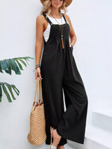 Full Size Casual Wide-Leg Overalls with Pockets Plus Size