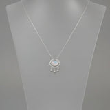 Auspicious Lock Pendant Necklace - 925 Sterling Silver & Chalcedony