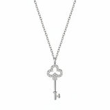 18K Gold Plated Key Pendant Necklace - 925 Sterling Silver & Zircon