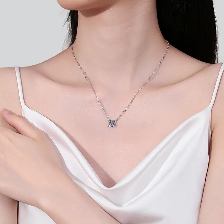 1.26 carat moissanite geometric pendant necklace in 925 sterling silver - Trendy Troop