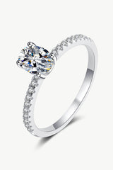 925 Sterling Silver Inlaid 1 Carat Moissanite Ring