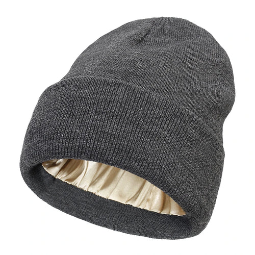 All-Season Warm Satin-Lined Knit Beanie