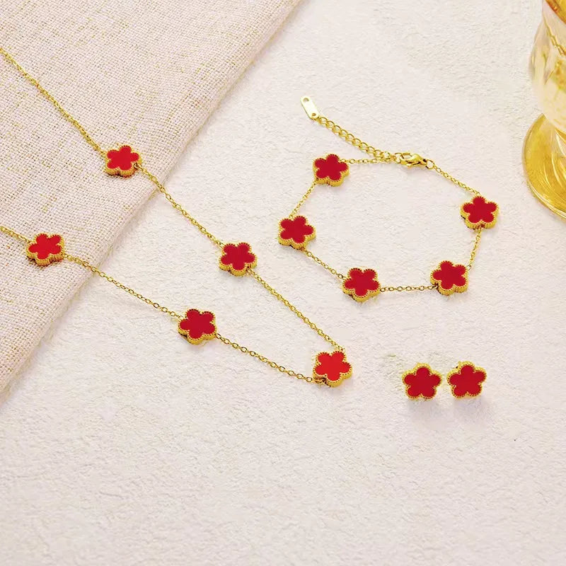 Plum Blossom Five Leaf Jewelry Set