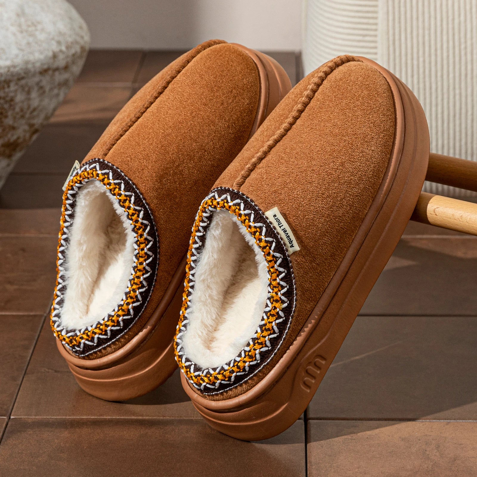 CozyGrip Fuzzy House Booties Slip-On