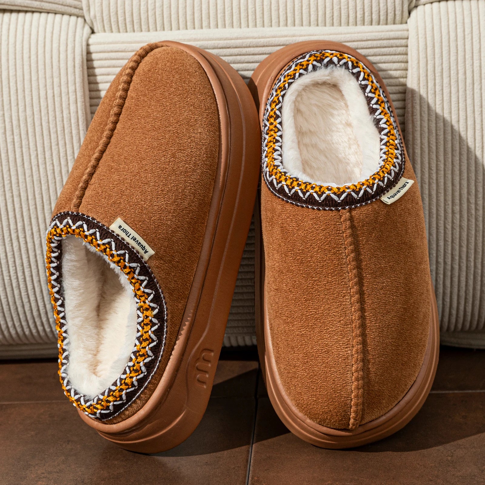 CozyGrip Fuzzy House Booties Slip-On