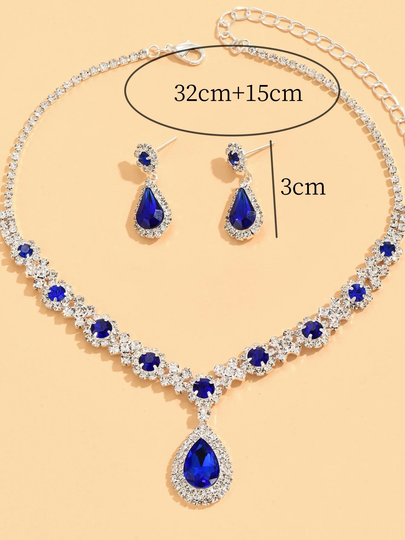Crystal Droplet Jewelry Set - Refined Elegance for Formal Occasions