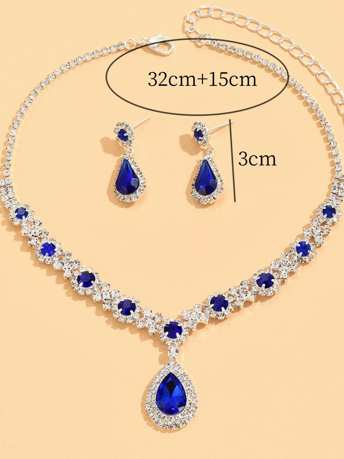Crystal Droplet Jewelry Set - Refined Elegance for Formal Occasions